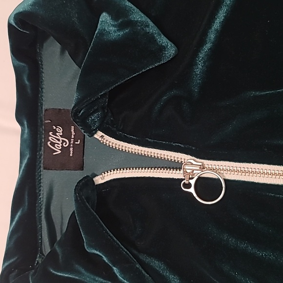 Valfre Green Velvet Half Zip Skater Dress - Picture 3 of 5